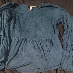 Women's Teal Smocked Top